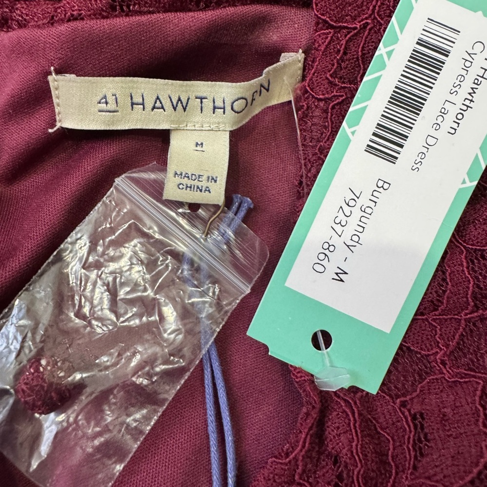 NWT 41 Hawthorn Burgundy Lace Dress | Size Medium | Elegant Semi-Formal MIDI - Picture 2 of 11